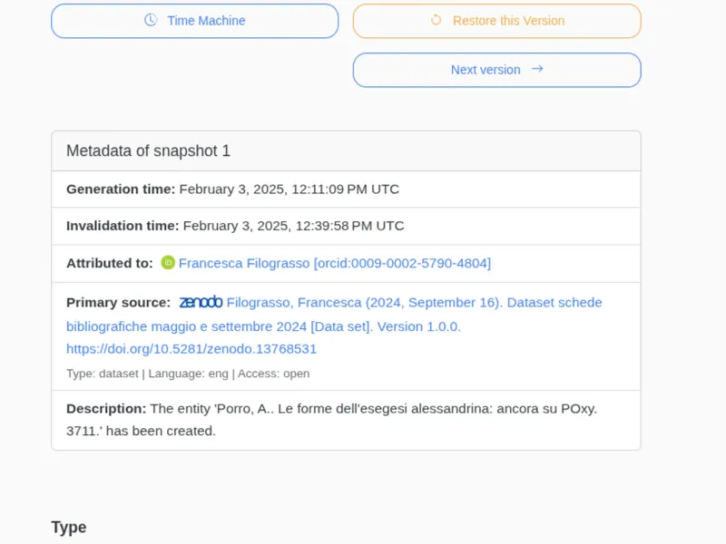 The detailed page for a specific historical version of a resource.