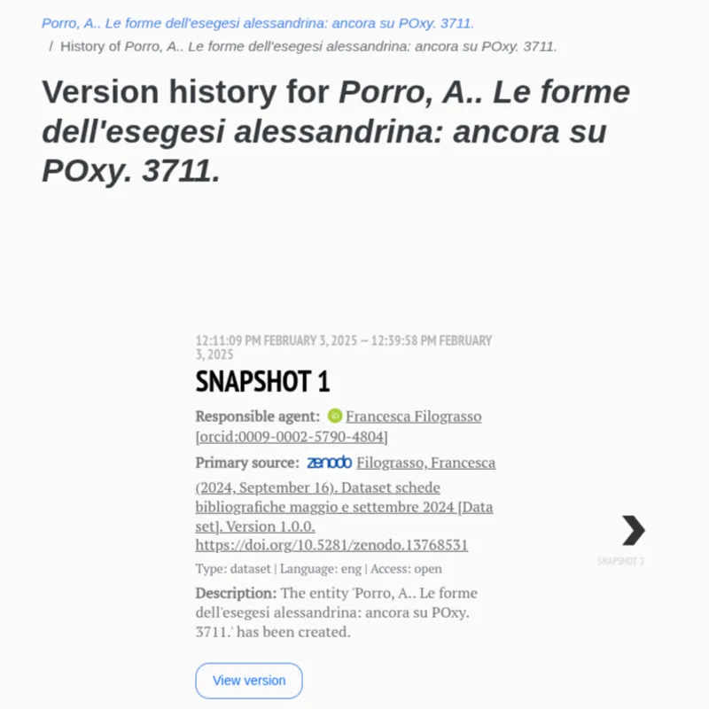 A snapshot in the Time Machine timeline with the 'View version' button highlighted.